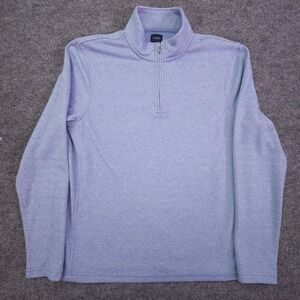 J Crew Sweater Mens Medium Blue Striped 1/4 Zip Pullover Mock Neck Knit